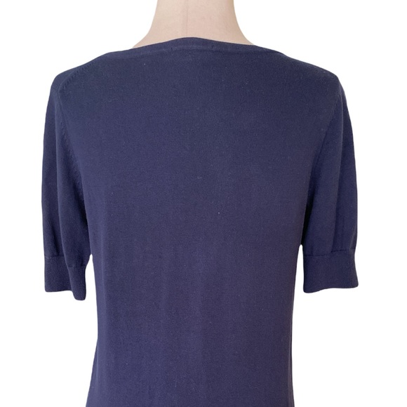 Lacoste Navy Blue Scoop Neck Short Sleeve Tunic Sweater Dress - 36 - XS 4 - Picture 8 of 12